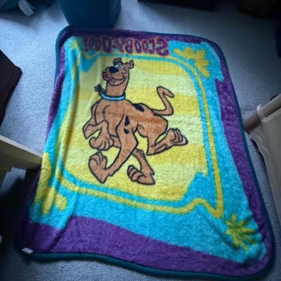 Vintage 2000 Scooby-Doo Fleece Throw Blanket Cartoon Network 50 x 60 Yellow Teal - Picture 5 of 5